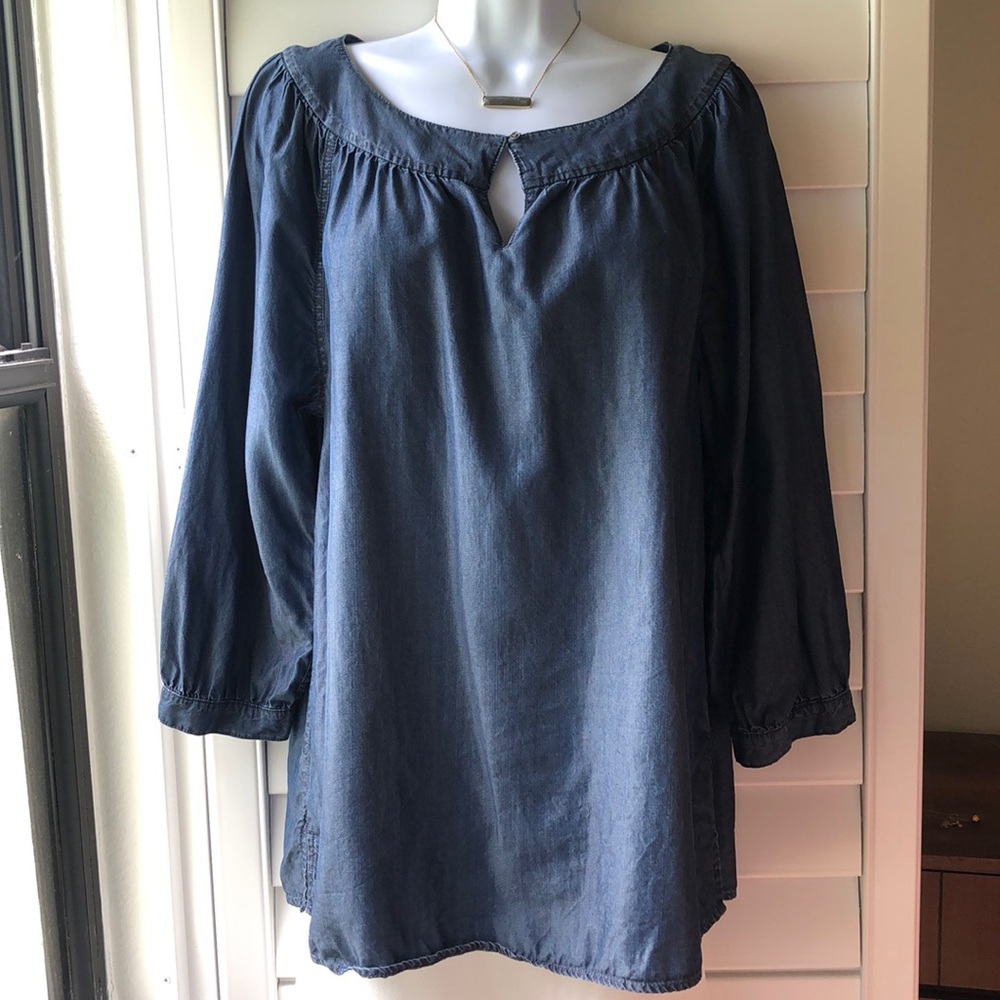 Land’s End 3/4 Sleeve Chambray Blouse